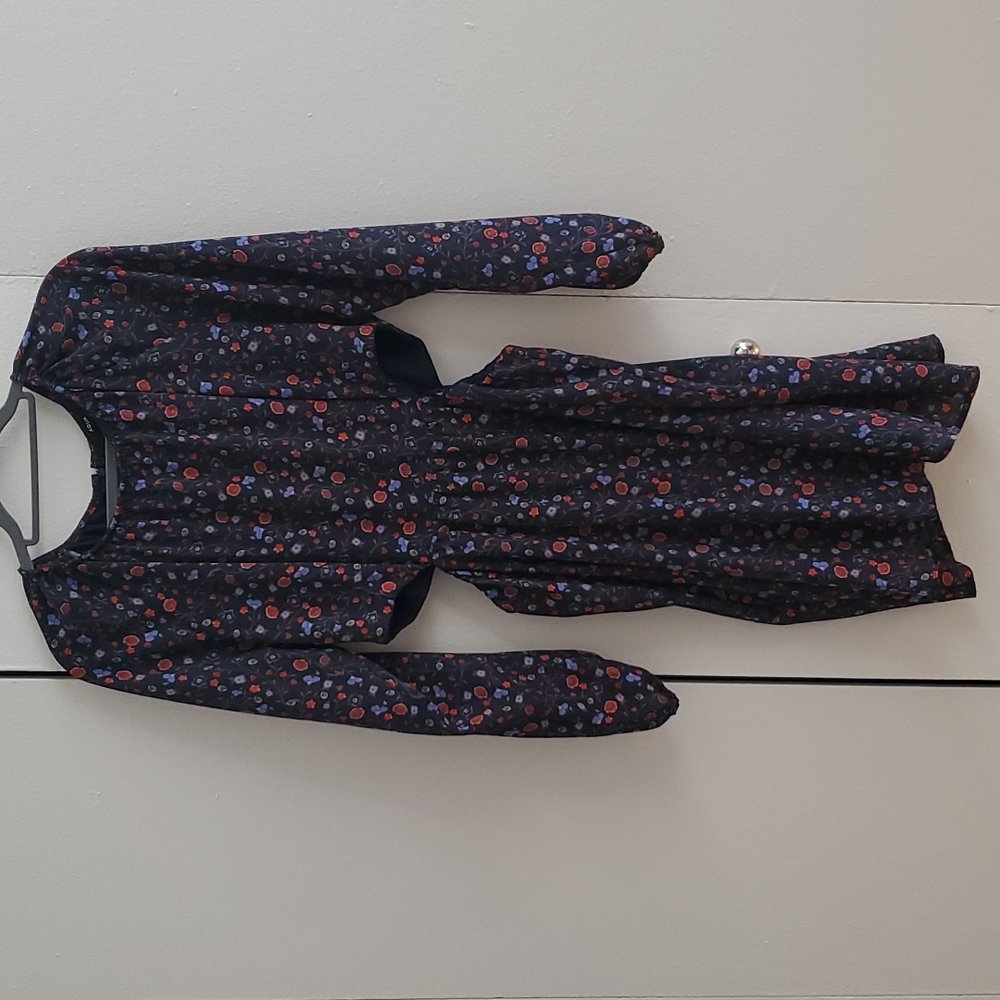 Aqua Navy Floral Cut-Out Dress Size L